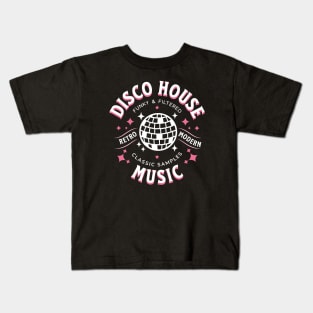 DISCO HOUSE  - Retro Modern Disco Ball (White/Pink) Kids T-Shirt